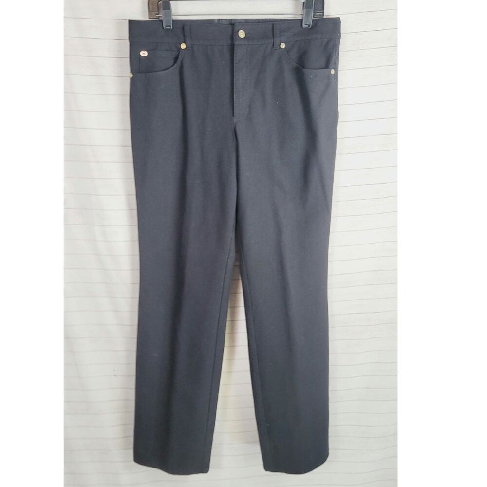 ESCADA TROUSER PANTS IN BLACK W GOLD HARDWARE, SZ 40 / 10 US